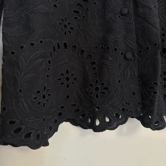 & Other Stories Black Eyelet Puff Sleeve Blouse | Paris Atelier NWT Size 0 (XS) - Picture 5 of 9